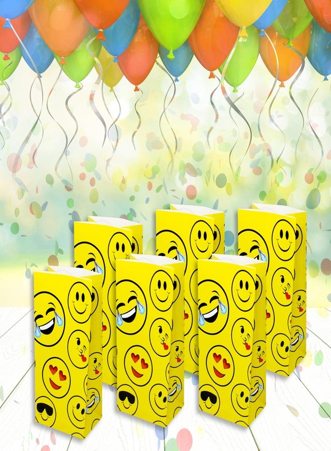Tribello Emoticon Party Bags Bulk - 12 Emotion Party Favors Goodie Bags for Emoticon Party Supplies, Emoticon Birthday - Fun Party Paper Bags for Candy, Goodies, Treats - Image 4